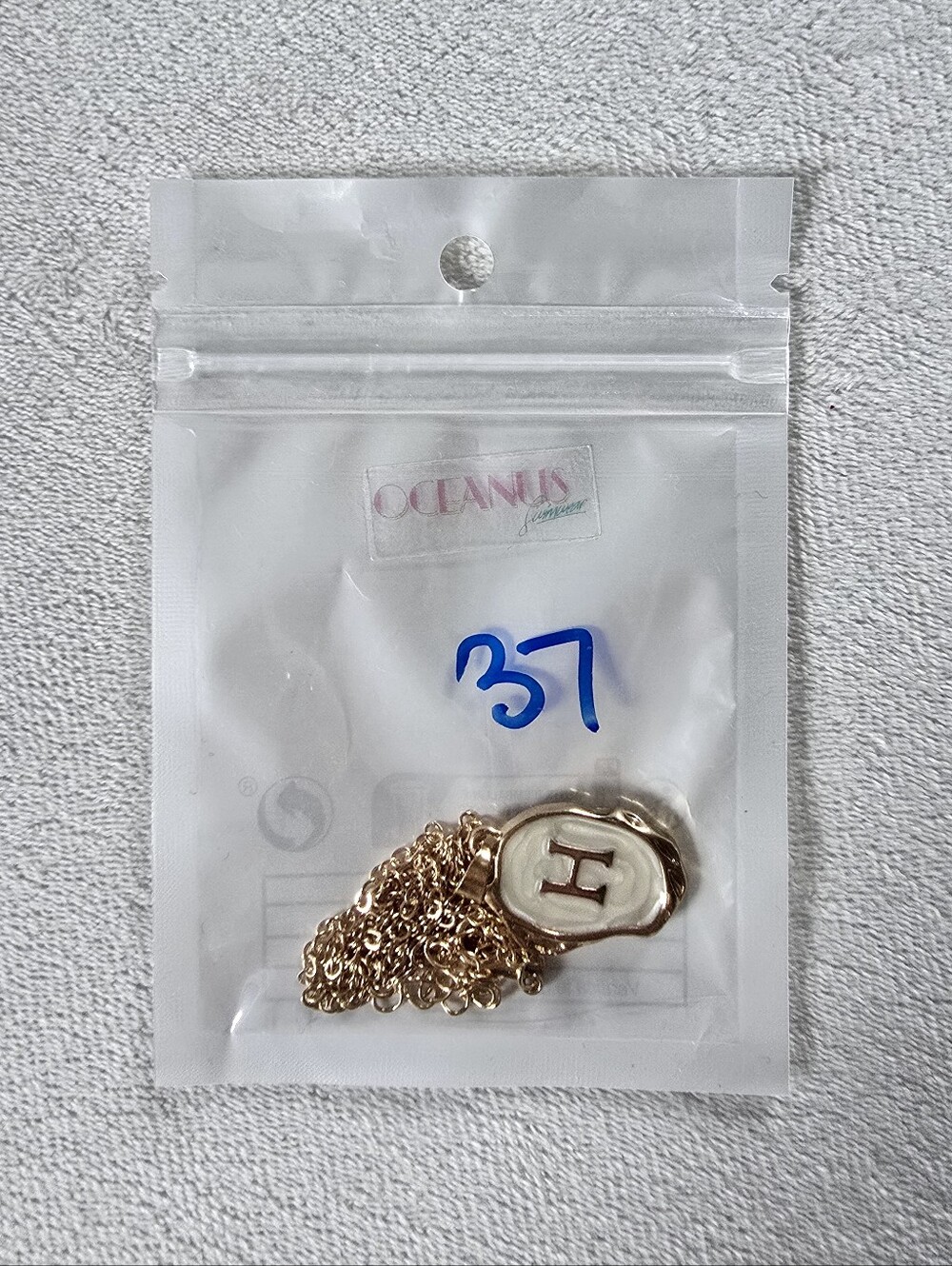 Oceanus▪️18K Gold Plated Oyster Shell Initial 'H' Pendant Necklace Coastal
